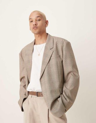 Asos Blazer oversize ampio marrone a quadri