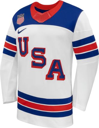 Nike Mens Team USA Hockey Jersey in White | P34235USAH-WHT