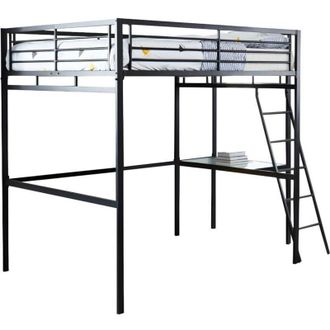 Vente-Unique Letto a soppalco con spazio scrivania 140 x 190 cm Antracite - CASUAL II