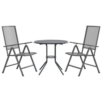 Berkfield Home Reclining Garden Chair Set 3 pcs Anthracite Powder-coated Steel in Dark Grey