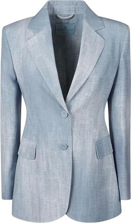 Ermanno Scervino Jassen, Dames, Blauw, M, Denim, Blauwe denim blazer met knoopsluiting
