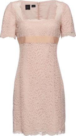 Pinko D Tilly Pizzo Rebrode Korte Jurk - Dames - Feestkleedjes - Roze - M - Kleedjes