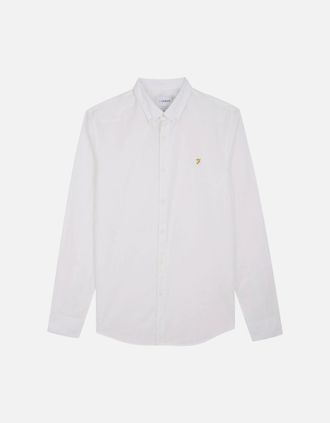 Farah Mens Farah Brewer New Slim Fit Oxford Shirt - White - Size: 44/Regular
