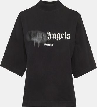 Palm Angels Black Jersey Logo Detail T-Shirt