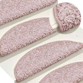 vidaXL Vidaxl - Tappetini per scale 15 pz 65x21x4 cm Rosa chiaro Semicircolari Grandi