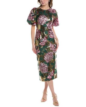 Marchesa Sequined Midi Dress