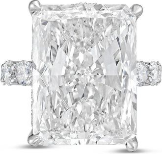 Diana M. Jewels Platinum 8ct lab grown Radiant Diamond Ring with Pav&eacute; Round Band