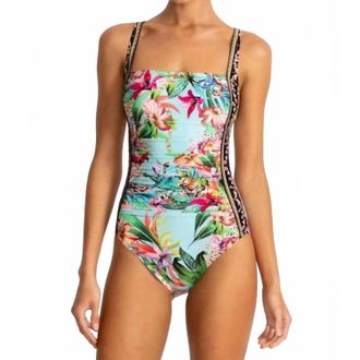Johnny Was Marilyn Ruched One Piece In Miller Tigre Scarf Print