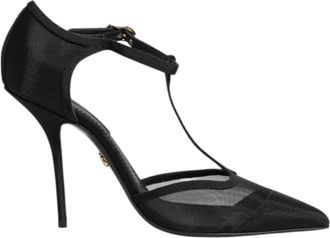 Dolce & Gabbana Black Mesh T-strap Stiletto High Heels Womens Shoes