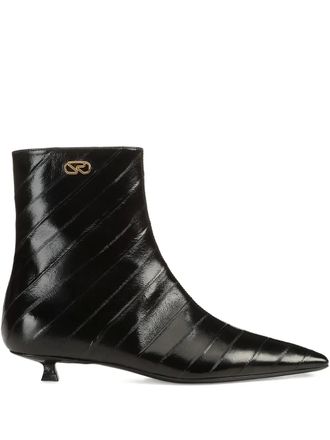 Sergio Rossi 25mm Surge leather Boots - women - Calf Leather/Eel Skin/Calf Leather - 39.5 - Black