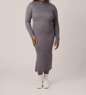 Kindred Bravely 2-In-1 Maternity And Nursing Midi Dress In Charcoal