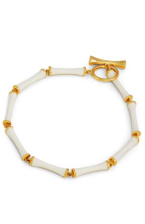 Savvy Cie Jewels 14K GOLD PLATED OVER BRASS PINK ENAMEL TOGGLE DESIGN CLASP BRACELET