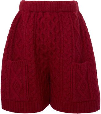 J.W.Anderson cable-knit shorts - women - Wool/Recycled Polyamide - S - Red