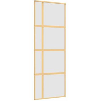 vidaXL Puerta Corredera Dorada Vidrio Esg Esmerilado Aluminio 76x205cm Vidaxl