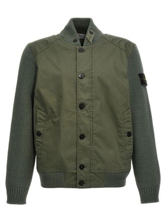 Stone Island Green Bio Raso with Bio Alloy Light Cover TC bomber jacket