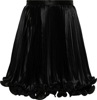 Balmain pleated satin mini skirt - women - Polyester - 38 - Black