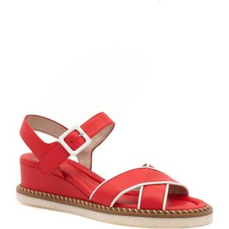 Amalfi By Rangoni Montecarlo Wedge Sandal in Coral/White Parma Combo at Nordstrom Rack, Size 9