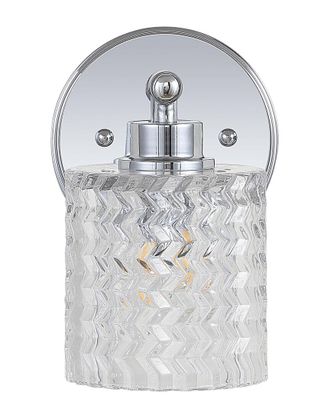 Jonathan Y Designs Jonathan Y Spaulding Vintage 5.13 1 Light Iron Chevron Pattern Glass Farmhouse Cottage Led Vanity Light