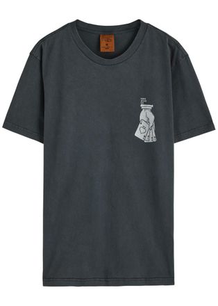 Nudie Jeans Roy Printed Cotton T-shirt - Charcoal - S