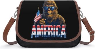 Generic Bigfoot Patriotic 4th Of July Small Womens Crossbody Bags Shoulder Handbag with Adjustable Strap for Travel