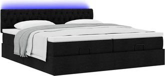 vidaXL Estructura De Cama Otomana Con Colchones Tela Negra 180x200cm Vidaxl