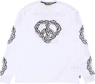 Iuter Iuter, Tops, Heren, Wit, S, Katoen, Doornen Lange Mouw Witte Tee