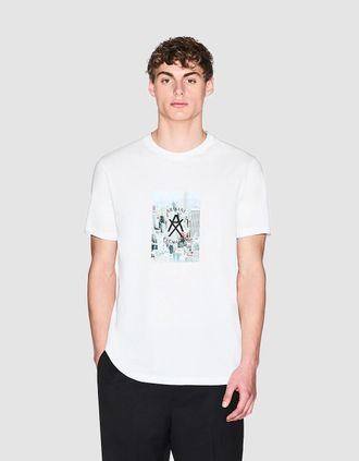 A|X Armani Exchange Mens Armani Exchange Mens Graphic Print T-Shirt - Off White U0009 - Size: 42