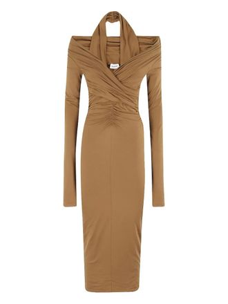 Andamane halter-neck draped dress - women - Viscose/Elastane - 40 - Brown