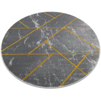 RugsX Rugsx - Alfombra Emerald Exclusivo 1012 Circulo - Glamour, Elegante M&aacute;rmol, Geom&eacute;trico Gris / Oro Grey Circulo 120 Cm