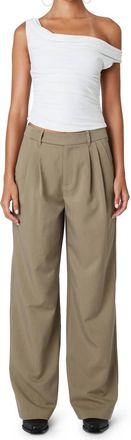 Nia Kara Mid-Rise Trouser In Olive/grey