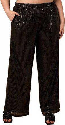 Gilli Sequin Elastic Waist Wide Leg Pants - Plus In Black