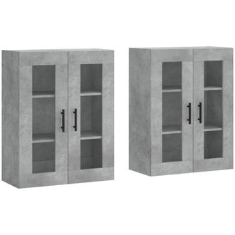 vidaXL Vidaxl - Armarios De Pared 2 Uds Madera De Ingenier&iacute;a Gris Hormig&oacute;n