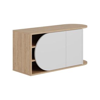 Calicosy Mueble de zapatos 2 puertas L104 cm - Efecto Blanco y roble