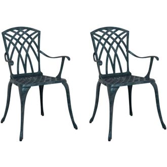 vidaXL Silla De Jard&iacute;n 2 Pcs Verde 55 X 56.5 X 91cm Aluminio Vidaxl