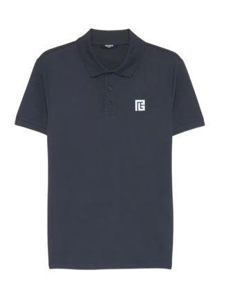 Balmain Navy Blue Logo Polos