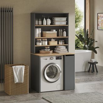 Vicco Armario Para Lavadora Viktor, Antracita/roble Dorado, 93.6 X 88.2 Cm 2 Partes Con Estante, Vicco