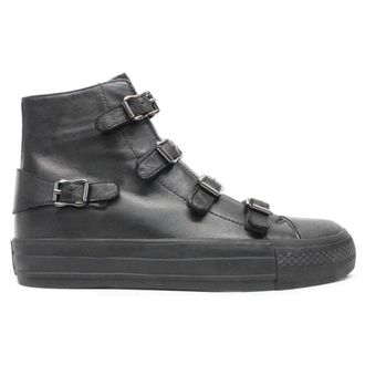 Ash Virgin Nappa Leather Womens High Top Trainers - Black Black - Size:UK 4