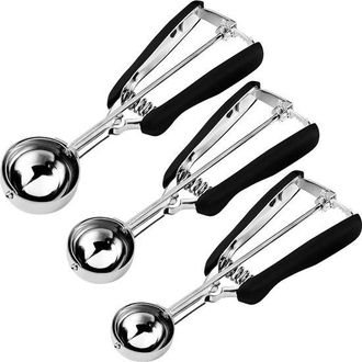 OEM Juego De 3 Cucharas Para Galletas, Incluye Cuchara De 15 G, Cuchara De 28 G Y Cuchara De 42 G, Acero Inoxidable 304