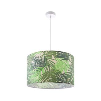 Paco Home L&aacute;mpara De Techo Luminaria De Suspensi&oacute;n L&aacute;mpara Comedor Floral Palmeras E27 Verde (&oslash;38cm), L&aacute;mpara Colgante - Blanco - Paco Home