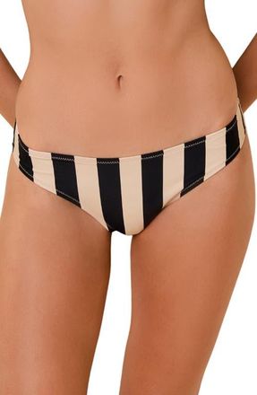Solid & Striped The Eva Striped Bikini Briefs in Noir/khaki at Nordstrom, Size X-Large