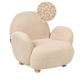 Beliani Sill&oacute;n Infantil Silla Tapizada De Boucl&eacute; Para Ni&ntilde;os Patas De Madera Beige Hem