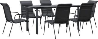 vidaXL Juego de comedor para jardín 7 piezas acero y textilene negro Vidaxl