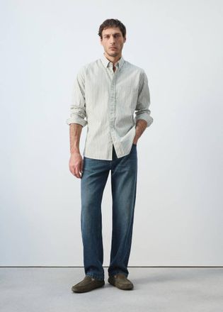 Mango Camicia regular-fit 100% cotone righe verde pastello - Uomo - XXL - MANGO MAN