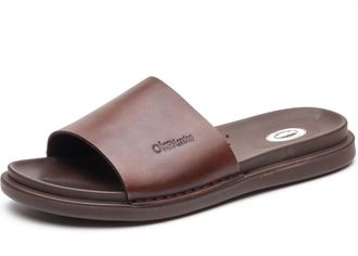 Base London Albany Leren Heren Bruine Slides