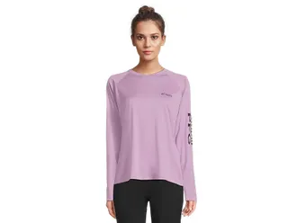 Columbia Tidal Teetm II Long Sleeve Womens Clothing Hydrangea/Black Logo : XL, Polyester