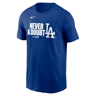 Nike Los Angeles Dodgers 2025 World Series Champions Batting Clean Up Lockup Logo Nike Mens MLB T-Shirt in Blue | N1994EWLDW-9MR