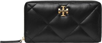 Tory Burch Kira diamond quilt zip continental wallet - women - Leather - One Size - Black