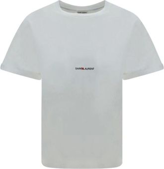 Saint Laurent T-Shirts, female, White, L, Monogram Cotton T-Shirt