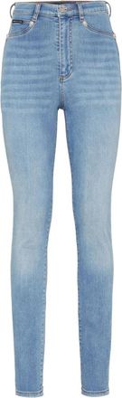 Philipp Plein Crystal Skull Denim Super High Waist Jegging - Dames - Skinny Jeans - Blauw - W29 - Denim - Jeans