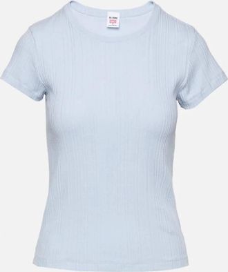 Re/Done Womens Varigated 60S Slim Tee In Light Blue